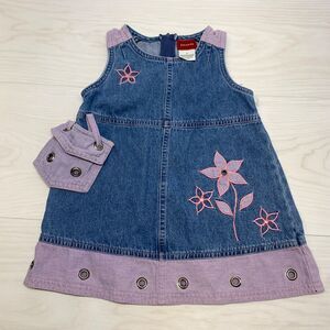 The Original Arizona Co. Toddler Girl 2T Blue Denim Overall Dress flower Grommet